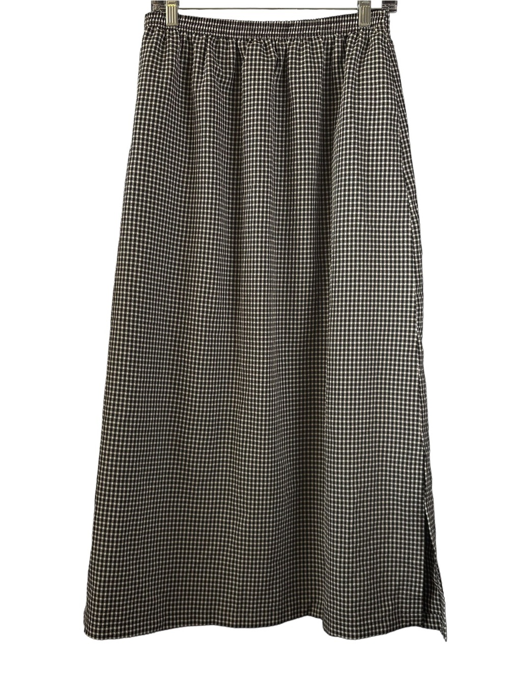 Vintage 90s Black & White Midi Skirt with Elastic Waist
